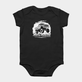 Monster Jump: High-Flying Thrills Line Art Monster Truck Baby Bodysuit